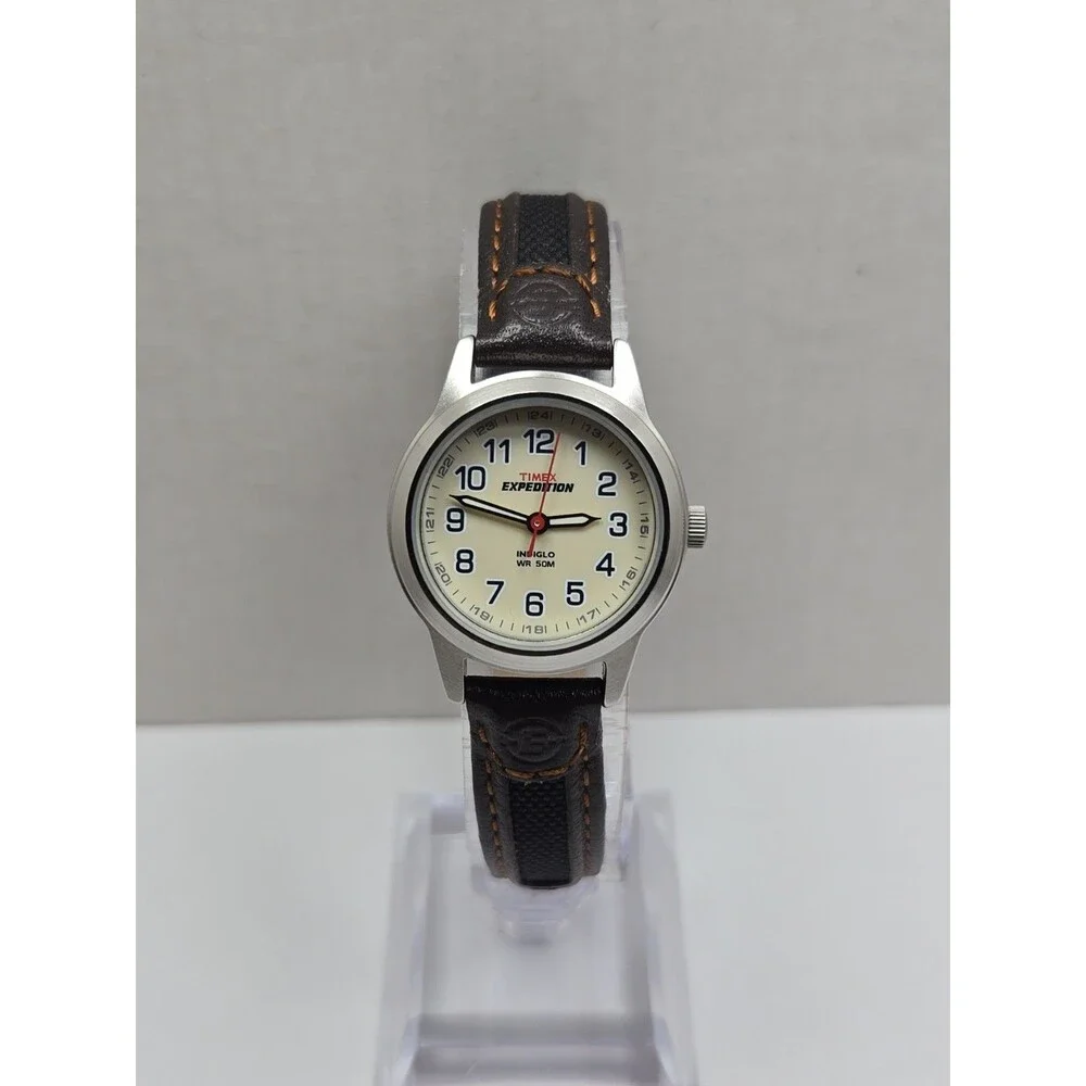 Timex Expedition Field Mini Womens 26mm Indiglo Cream Dial 50M Watch New Battery